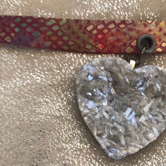 Druzy aura Heart ❤️ choker necklace iridescent - Picture 5 of 7